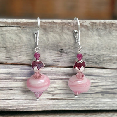 Fayes jewelry designs Jewelry Pink glass bead earrings