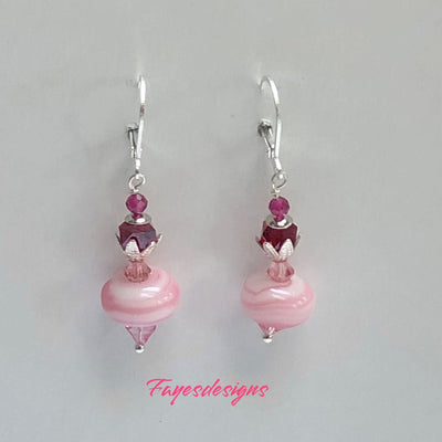 Fayes jewelry designs Jewelry Pink glass bead earrings