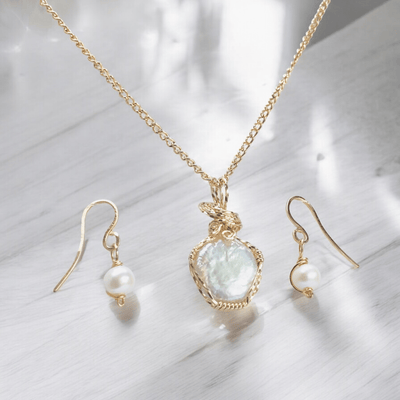 Fayes jewelry designs Necklace pendant Adults Coin Pearl gold necklace matching earrings dainty set