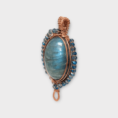 Fayes jewelry designs Necklace pendant Copper wire bold blue flash labradorite natural stone necklace pendant