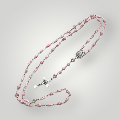 Fayes jewelry Designs Necklace pendant Red pink green blue 925 Silver Rosary Cross Prayer Necklace 925 Silver Rosary Cross Prayer Necklace