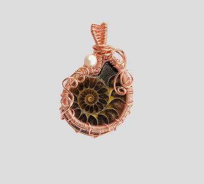 Fayes jewelry designs Pendant Ammonite fossil copper necklace pendant