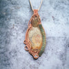 Fayes jewelry designs Pendant Fossil coral iris half tila bead copper pendant