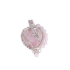 Fayes jewelry designs Pendant Heart with 925 silver surround  pendant rose pink beads attached angle charm attached to top of heart necklace Rose quartz heart pendant