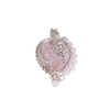 Fayes jewelry designs Pendant Heart with 925 silver surround  pendant rose pink beads attached angle charm attached to top of heart necklace Rose quartz heart pendant