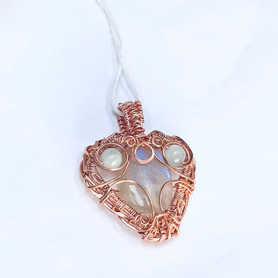 Fayes jewelry designs Pendant Moonstone heart shape pendant copper jewellery