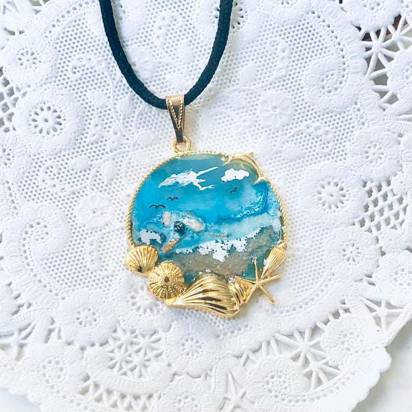Necklace Designs Resin Jewelry Designs Gold Frame Seascape Resin