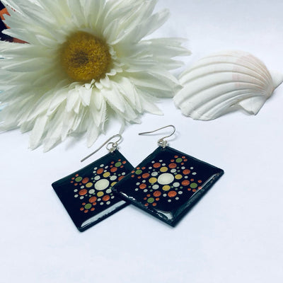 Fayes jewelry designs Square wood earrings