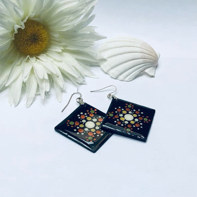 Fayes jewelry designs Square wood earrings