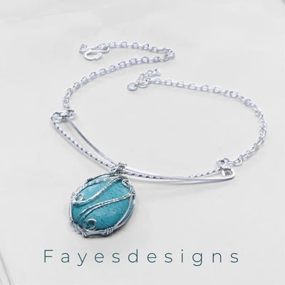 Fayes jewelry designs Turquoise howlite 925 silver necklace