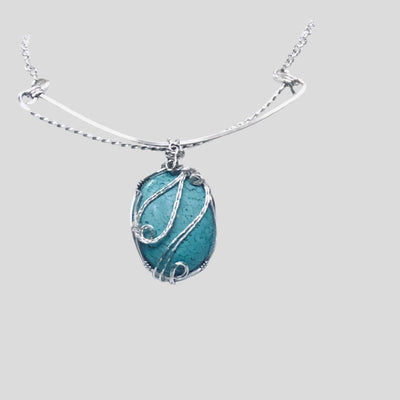 Fayes jewelry designs Turquoise howlite 925 silver necklace