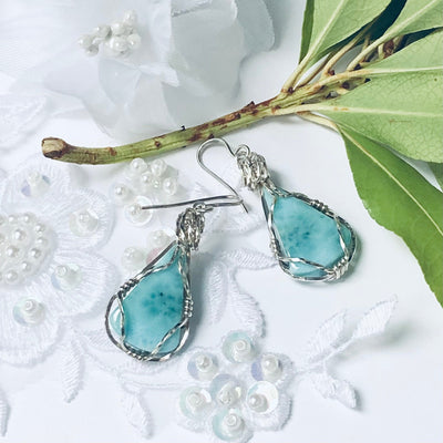 Fayesjewelry Designs Jewellery Blue larimar 925 silver earrings