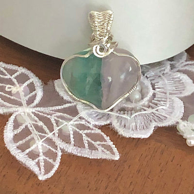 Fayesjewelry Designs Jewellery Fluorite gemstone 925 puffy heart necklace