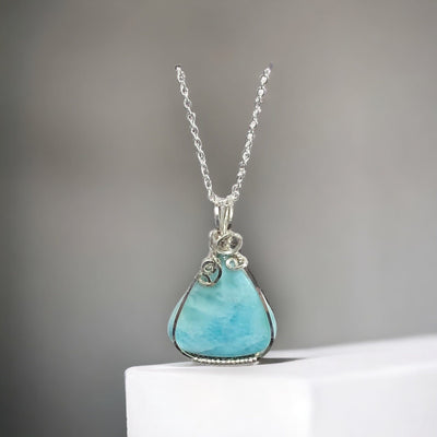 Fayesjewelry Designs Jewellery Triangular Larimar 925 silver pendant