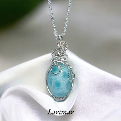 Fayesjewelry Designs Jewelry Blue larimar stone 925 silver pendant