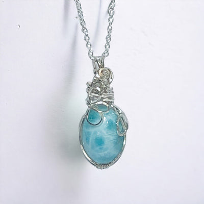 Fayesjewelry Designs Jewelry Blue larimar stone 925 silver pendant