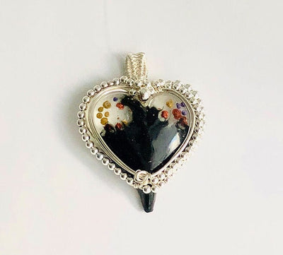 Fayes jewelry designs Resin pendant Sterling silver resin heart pendant