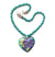 Resin purple Flower Heart with Beaded Chain Necklace